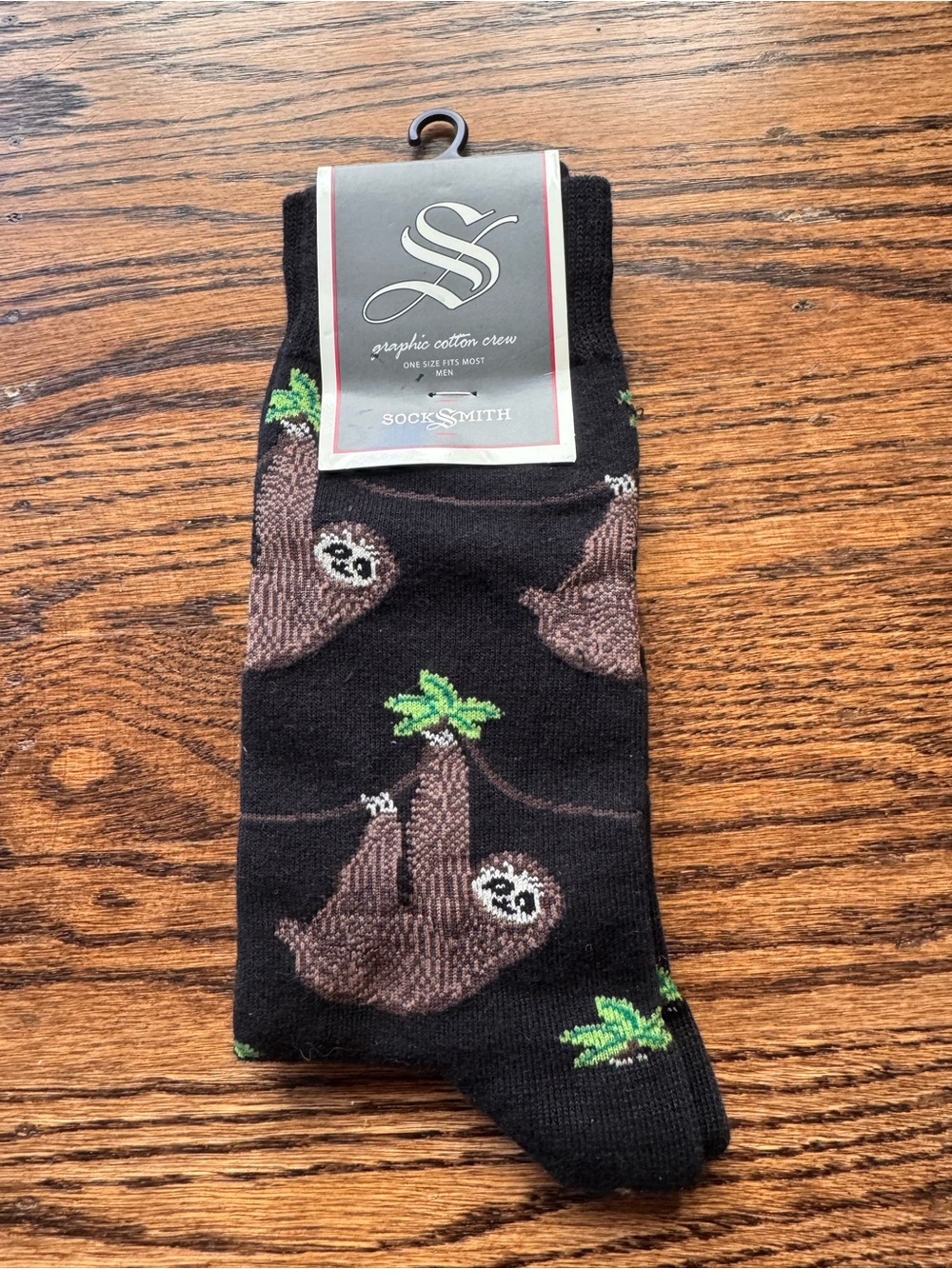 SockSmith Men's Black Sloth Crew Socks